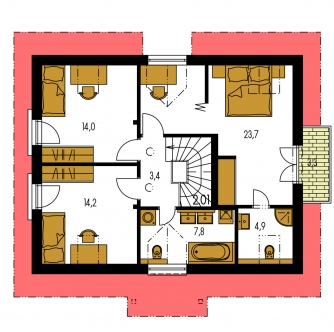 Mirror image | Floor plan of second floor - KOMPAKT 45